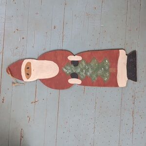 Primitive handmade Santa Claus wall hanging